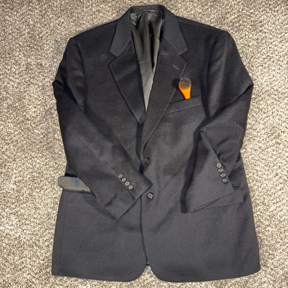 Evan-Picone Mens 44R Black 100% Camel Hair Blazer Sport Coat Jacket Foley's